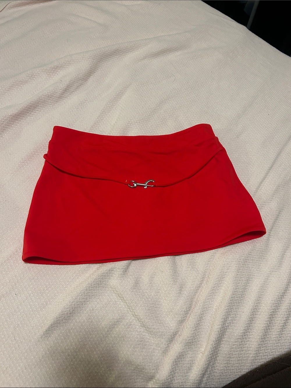 Lioness Red Mini Skirt with Silver Accent